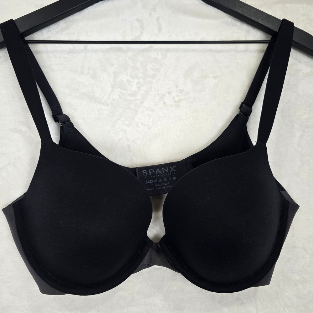 Spanx Pillow Cup Full Coverage Bra Black 34D Underwire SF0515